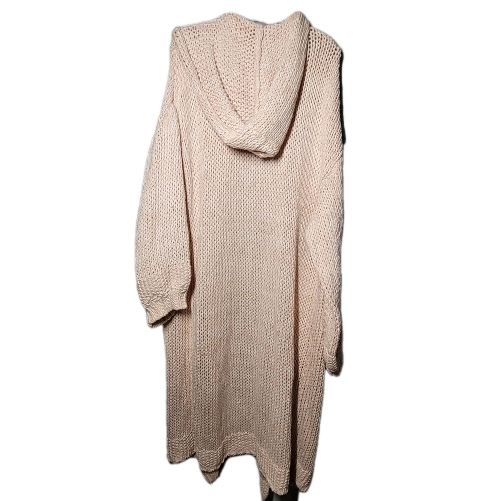 Free People Waterfront Womens Sz XSMALL Cardigan Sweater Peach Sweater Long Hood - Picture 3 of 7